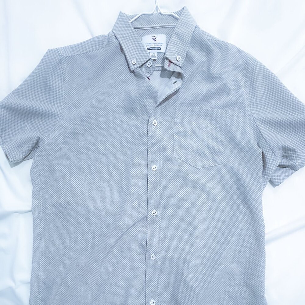 International Report Grey Micro Pattern Short Sle… - image 1